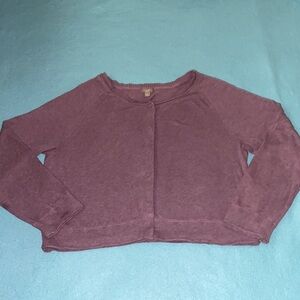 J. JILL cotton hidden snaps long sleeve sweater purple lavender NEW size XL